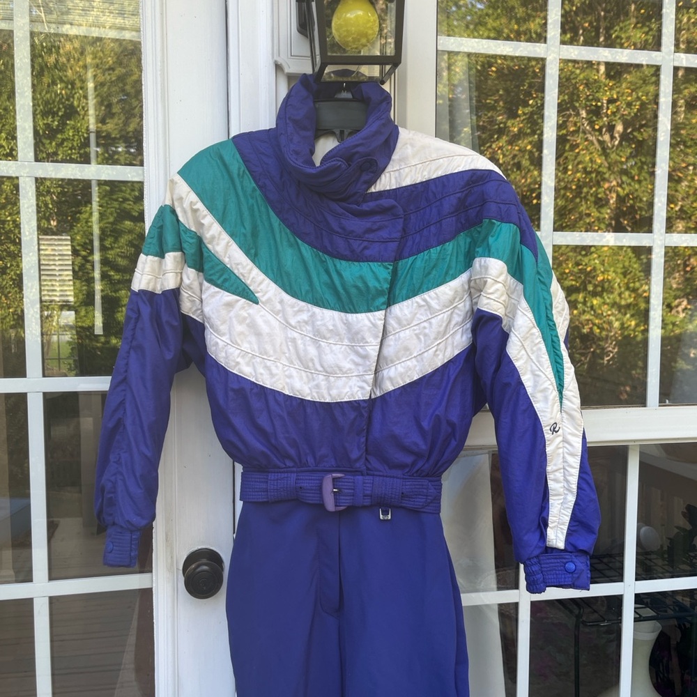 Vintage Blue and Green Snowsuit